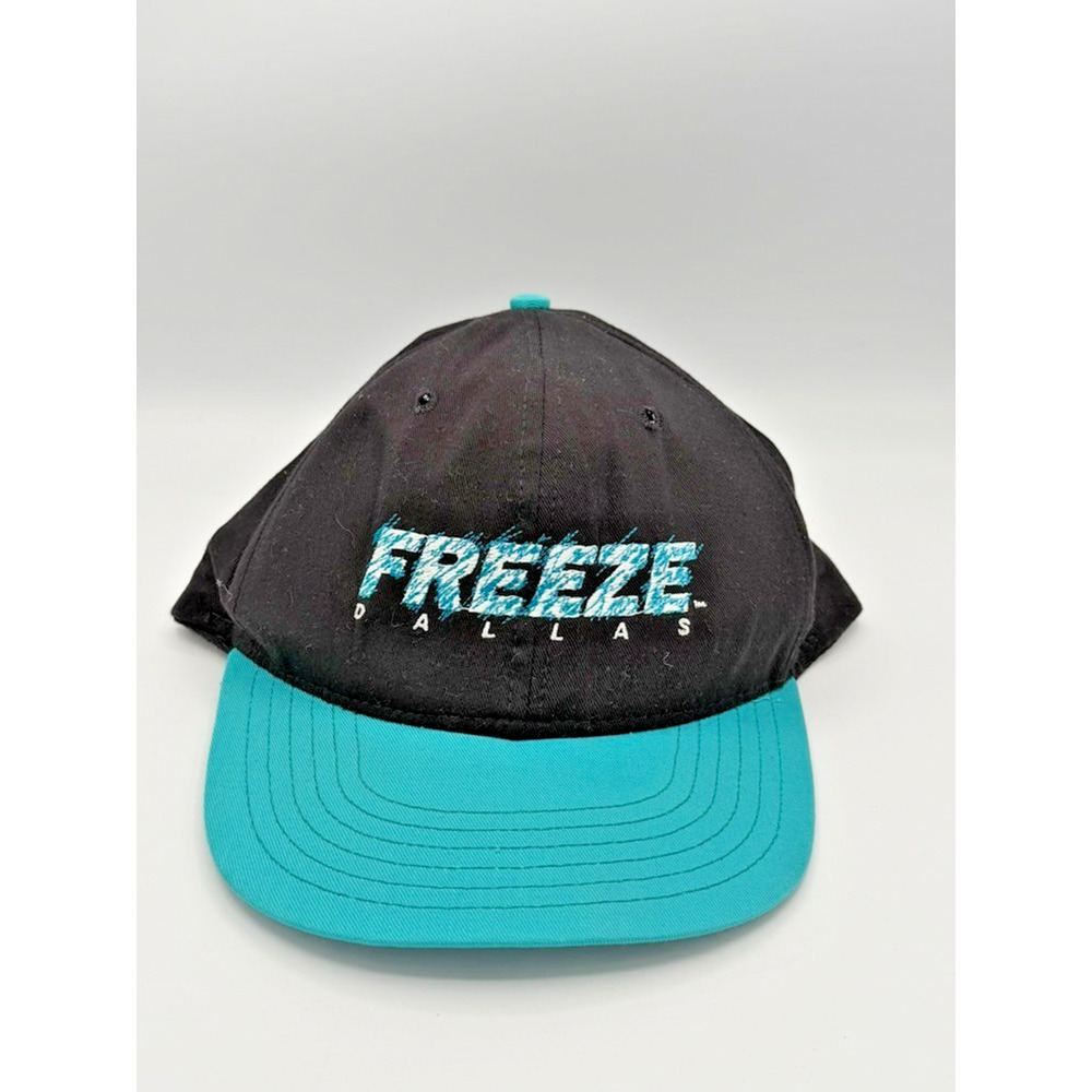 Vintage Dallas Freeze Snapback Hat CHL Hockey 1992–1995 Made in USA Black Teal